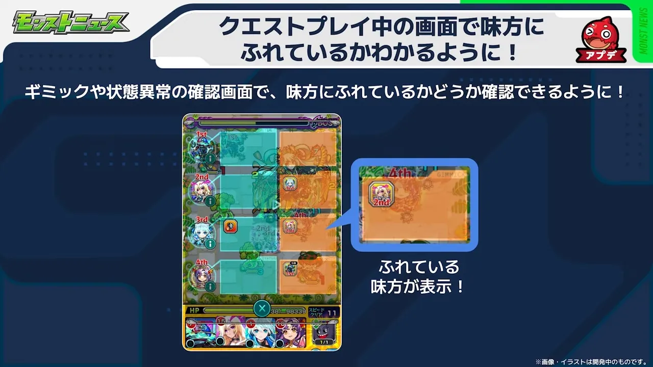 味方にふれているかが分かる