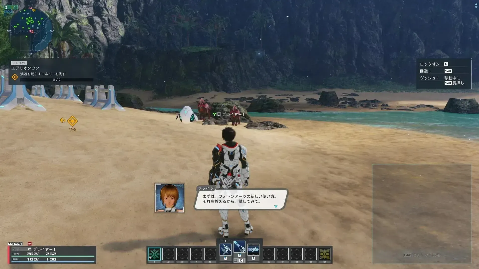 浜辺を荒らすエネミーを倒す