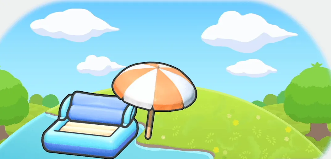 日かげでプカプカ水遊び画像