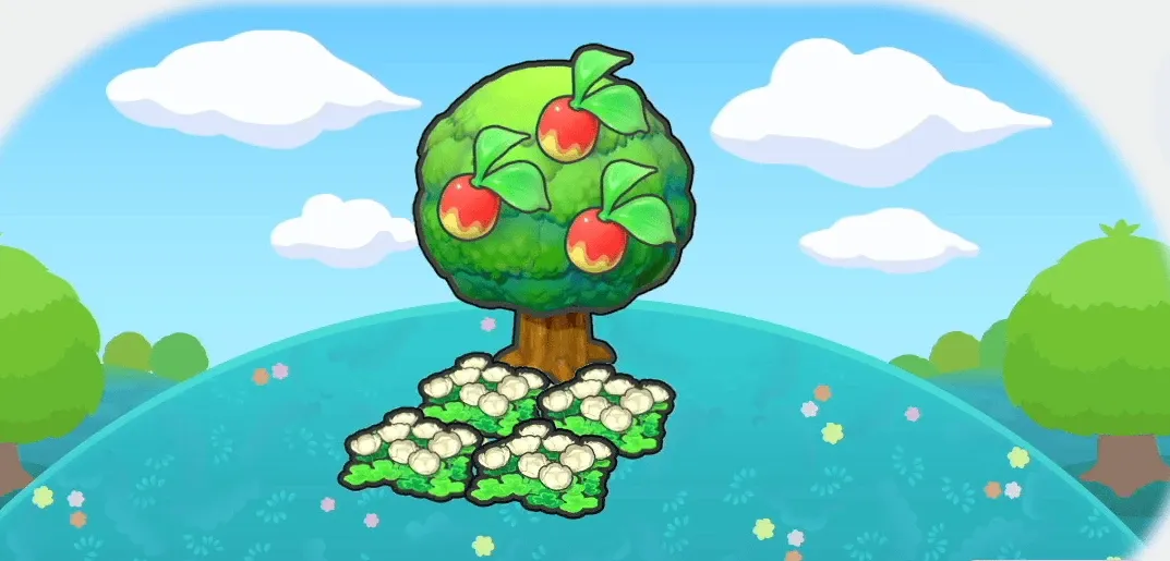 木かげのフワフワな花畑画像