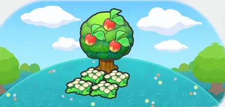 木かげのフワフワな花畑画像