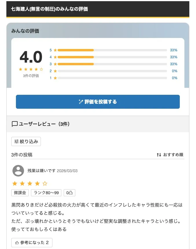 ファンパレユーザーレビュー例