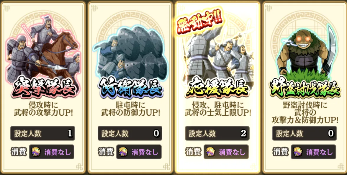 役割設定(発動中)