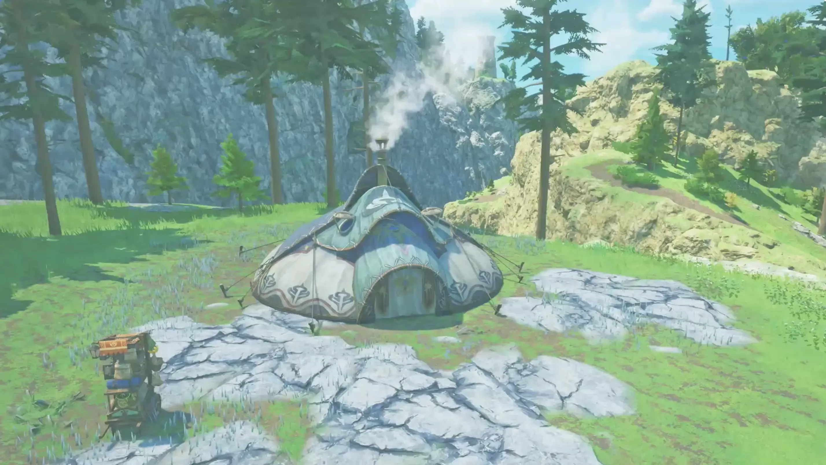 戦闘後、キャンプの設営を行う