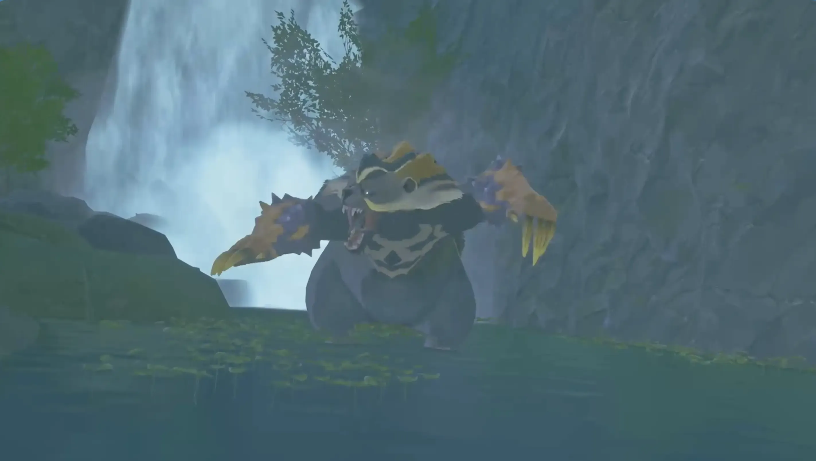 侵獣アオアシラとアオアシラと戦闘