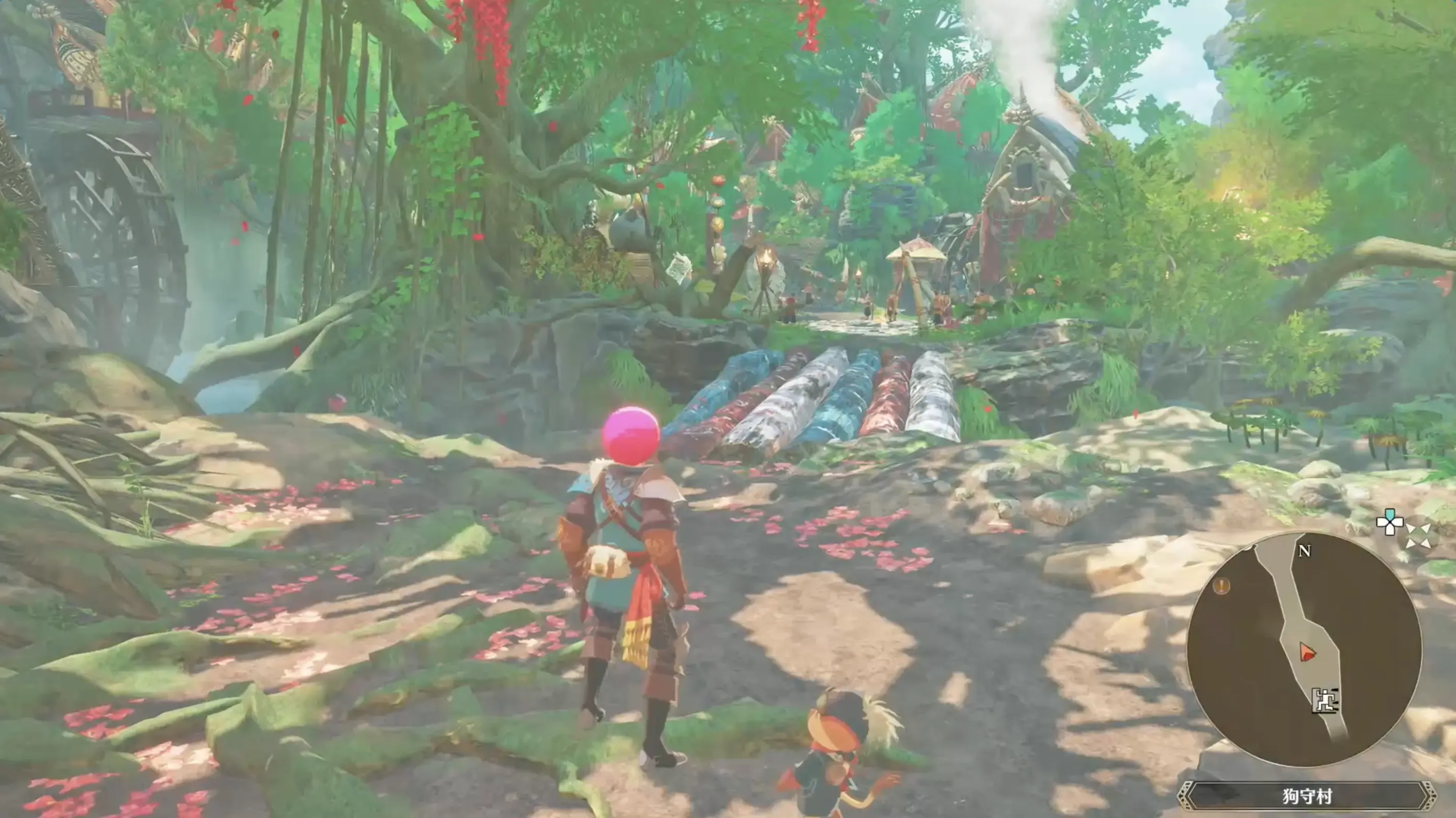 童子を追いかけて集落に向かう