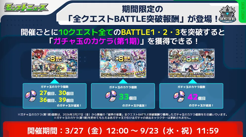 全クエストバトル突破報酬