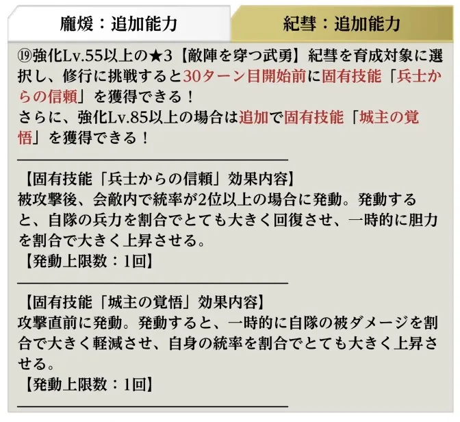 【敵陣を穿つ武勇】紀彗の上方修正内容