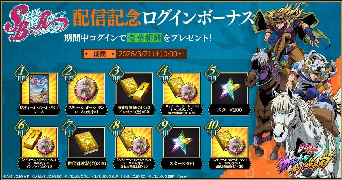 『スティール・ボール・ラン』配信記念ログインボーナス