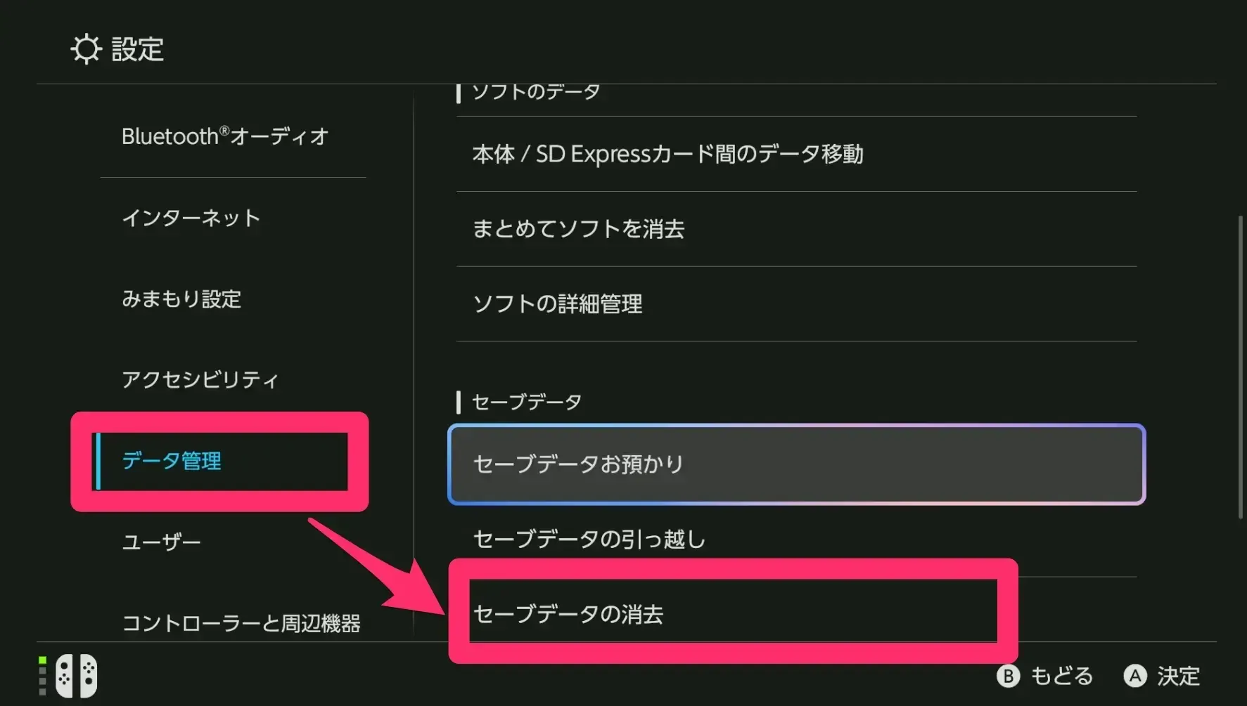 本体設定のデータ管理