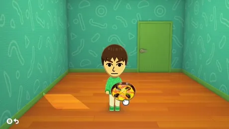 Miiに食べ物をプレゼントする様子