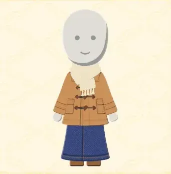 ダッフルコート×スカートコーデ画像