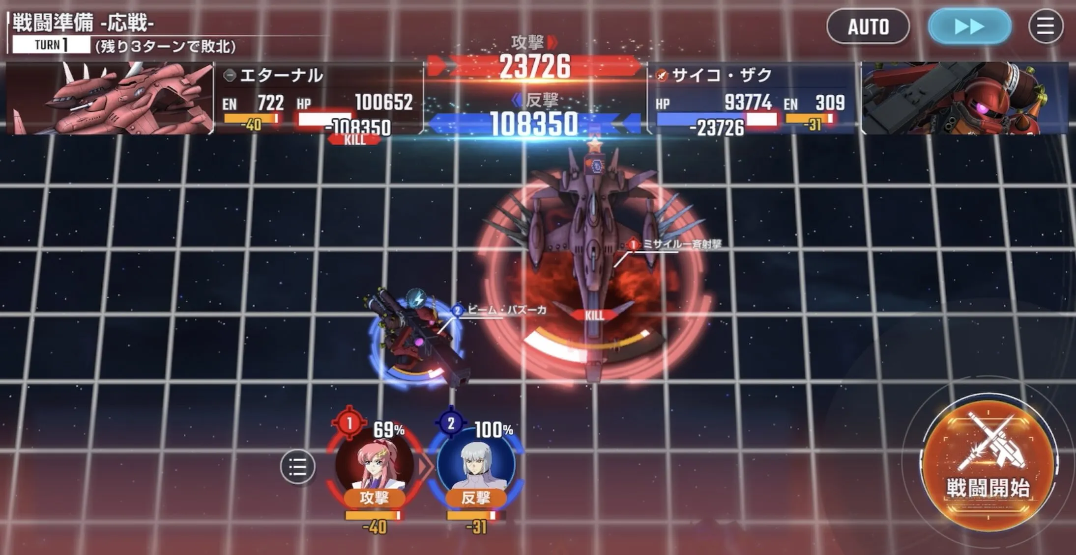 後方のラクスを倒してステージクリア
