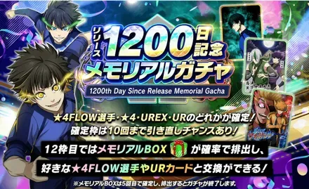 1200日記念メモリアルガチャ