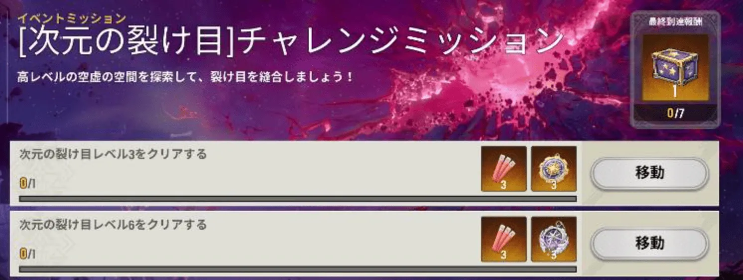 次元の裂け目　チャレンジミッション