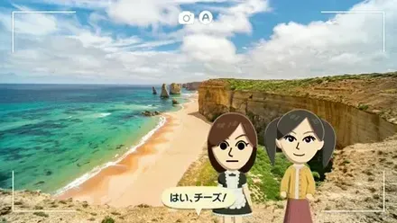 旅先で写真を撮る様子