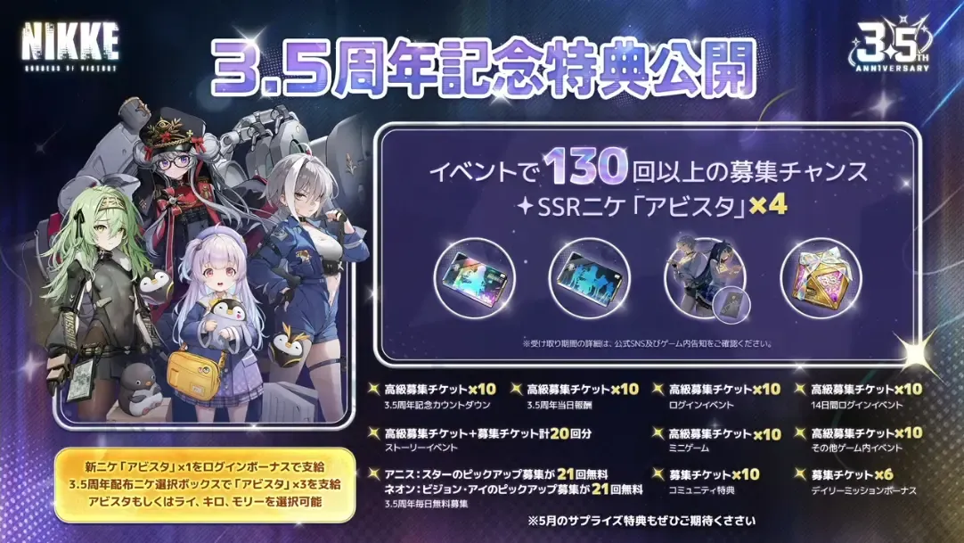 5周年記念で130連無料