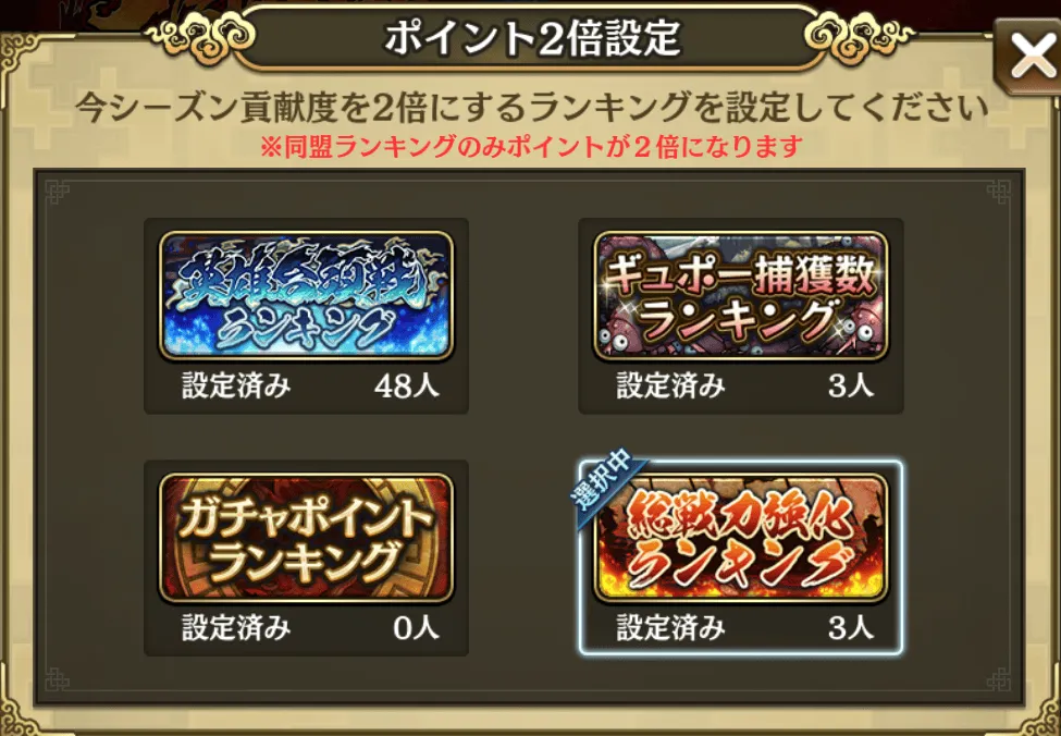 ポイント2倍設定