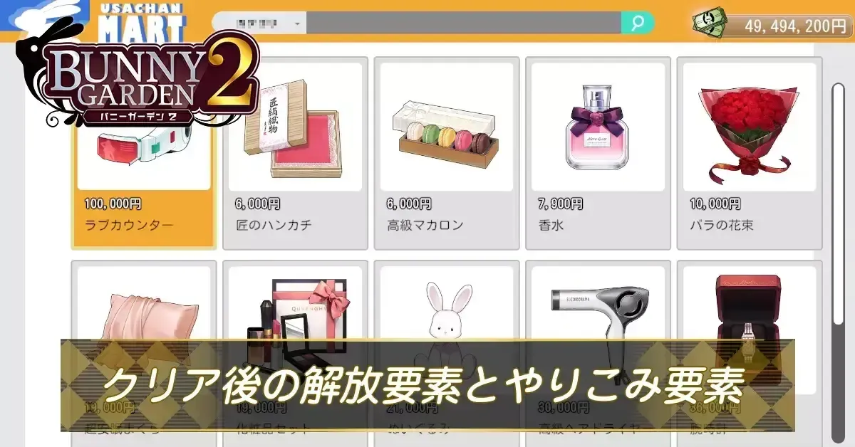 クリア後の解放要素とやりこみ要素