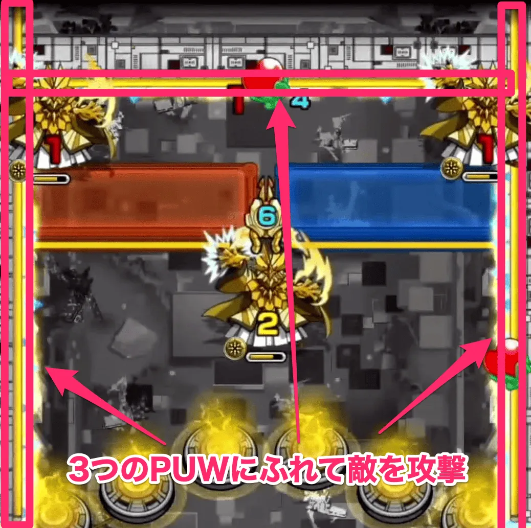 3つのPUWにふれて攻撃