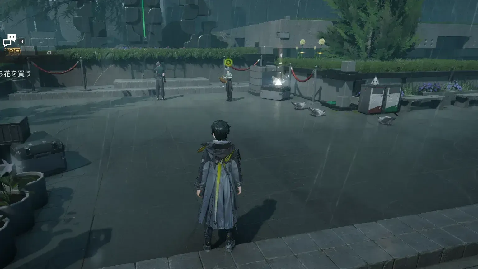 花売りの少女から花を購入する