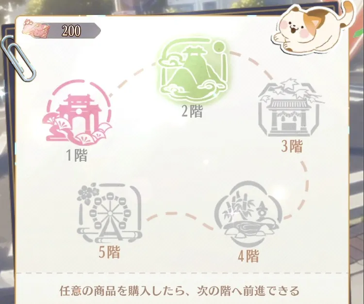 任意のアイテムを購入すると次の階へ移動