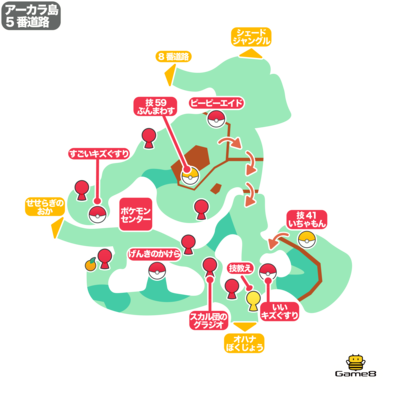 ポケモンサンムーン 5番道路のマップと出現ポケモン Usum ゲームエイト