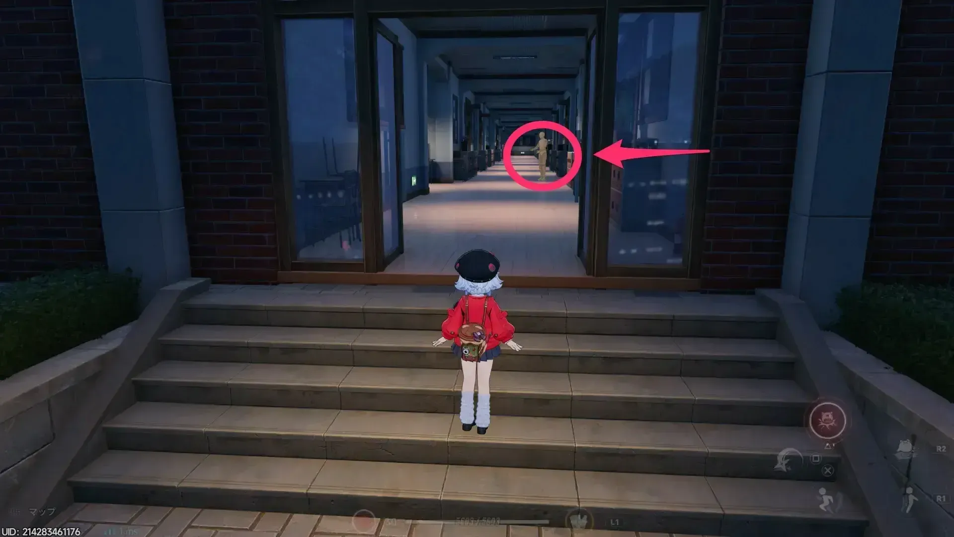 学園の中央付近の廊下へ向かう場所