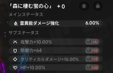 サブステータスは駆動コアを強化すると解放
