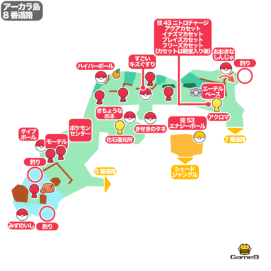 ポケモンサンムーン 8番道路のマップと出現ポケモン Usum ゲームエイト