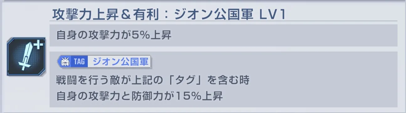 ジオン公国軍特効のアビリティは微妙