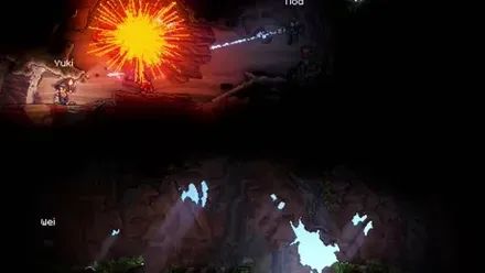 魔法で地形を破壊する様子
