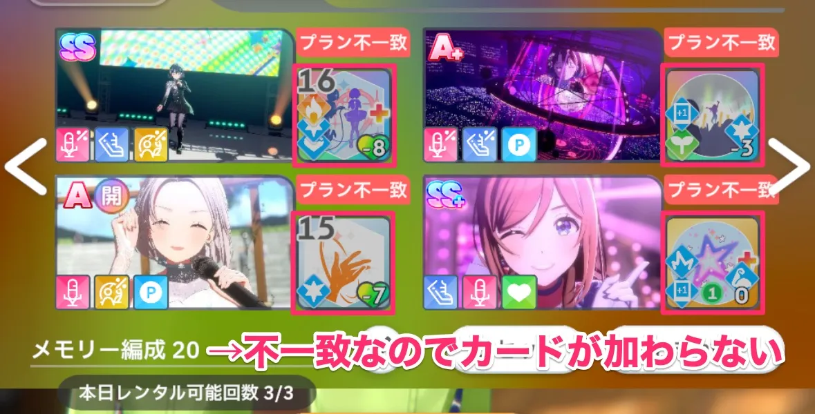 プラン不一致