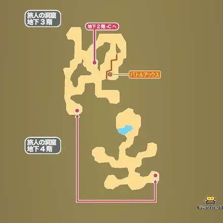旅人の洞窟・地下3階､地下4階のマップ