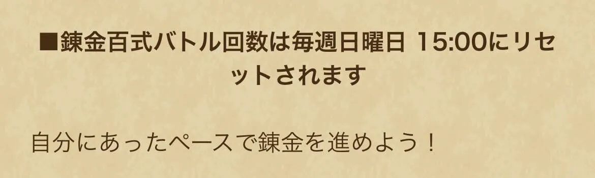 毎週日曜日の15時にリセット