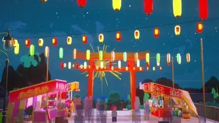 提灯で彩られたお祭りの屋台