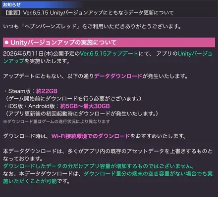 最新のバージョンアップデート情報