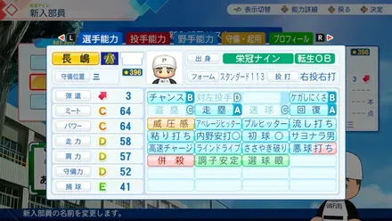 長嶋茂雄のステータス