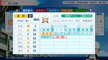吉田義男のステータス