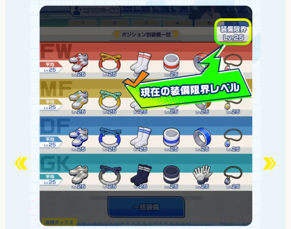 装備限界レベル