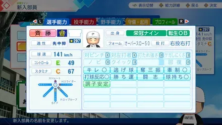 斉藤和巳のステータス