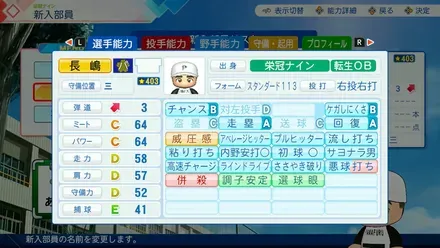 長嶋茂雄のステータス