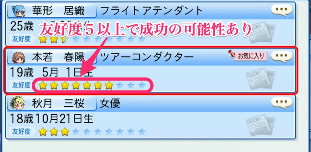 友好度5以上で成功する可能性あり