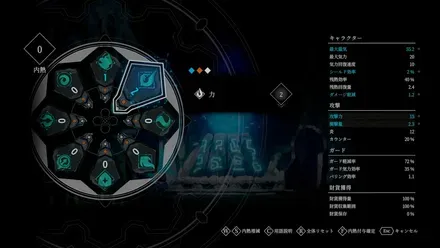パーツやコアストーンを組み合わせる強化システムもある