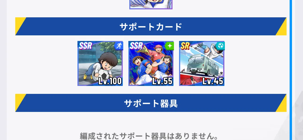 サポートカードも忘れずに設定しよう