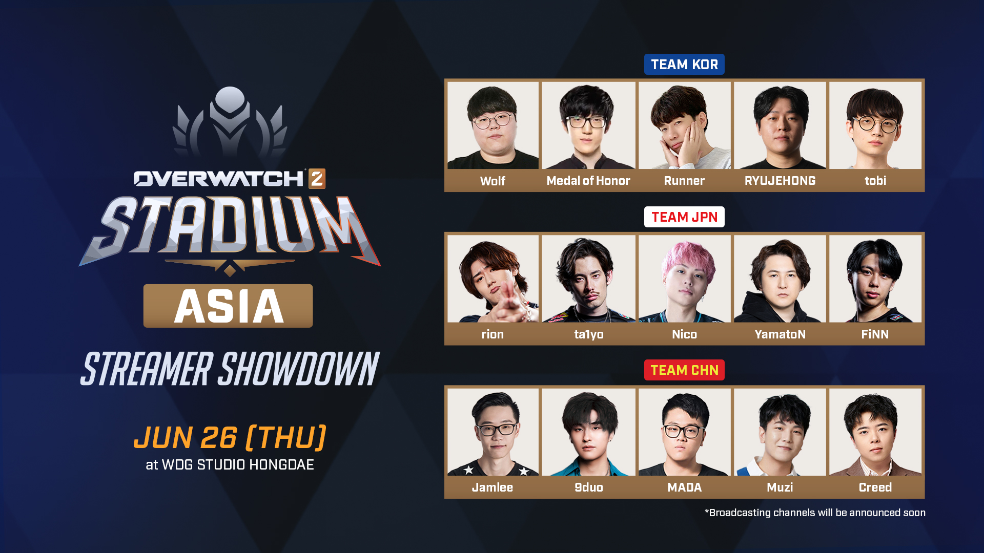 『オーバーウォッチ 2』初の「スタジアム」での対抗戦「Stadium Asia Streamer Showdown」を6月26日(木)に開催！～日中韓からトップストリーマーたちが集結 総額5万ドルの賞金も～