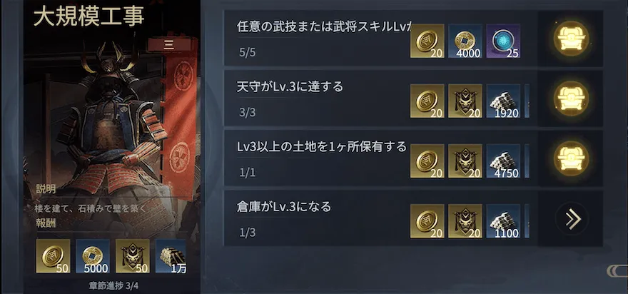 達成報酬で資源がもらえて効率的