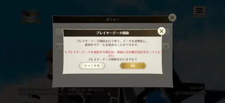 プレイヤーデータ削除