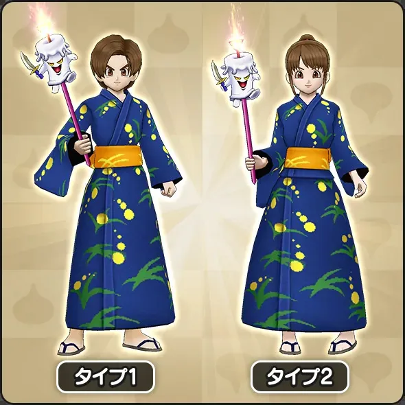 蛍の浴衣と花火キャンドルステッキ
