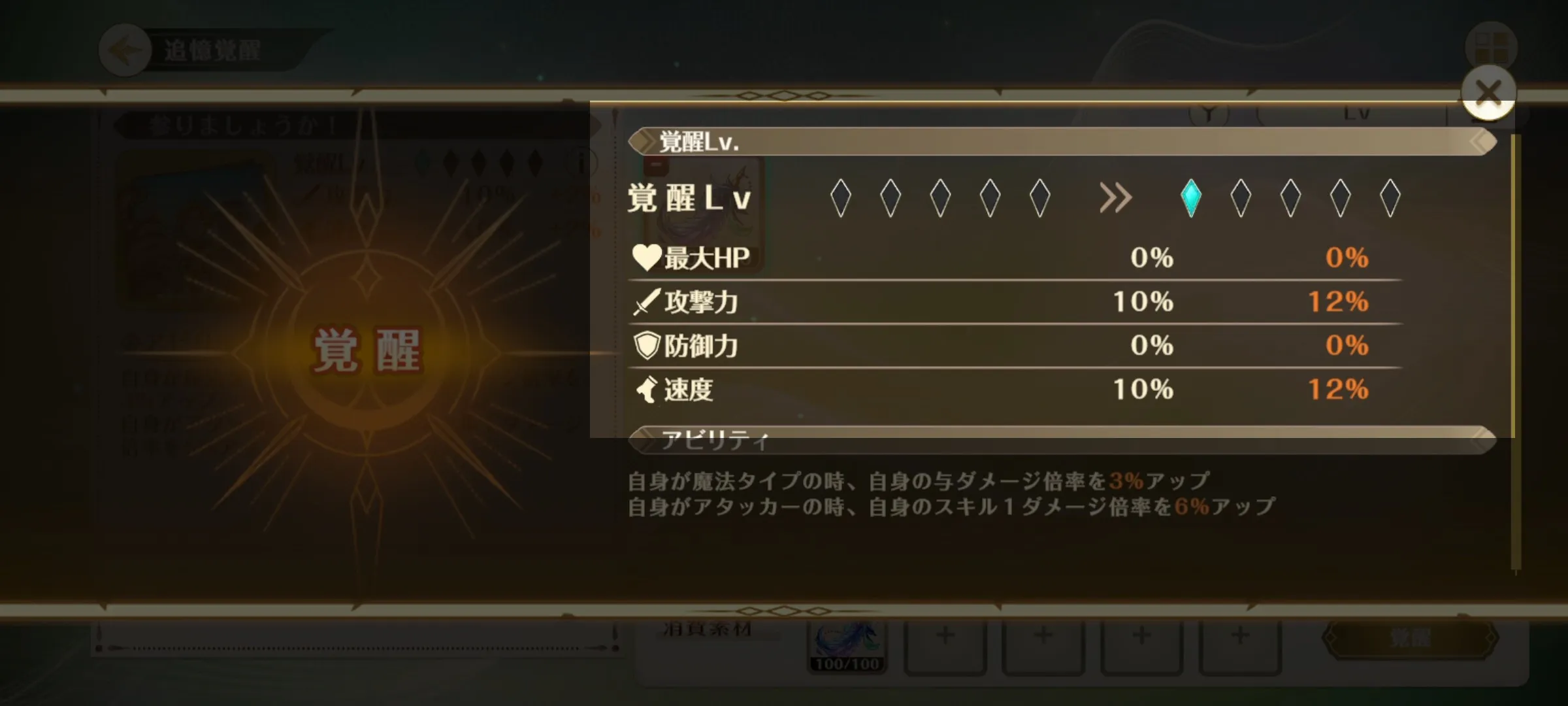 ステータスが上昇